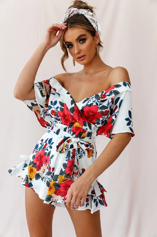 Ambrosia Off-Shoulder Floral Romper White