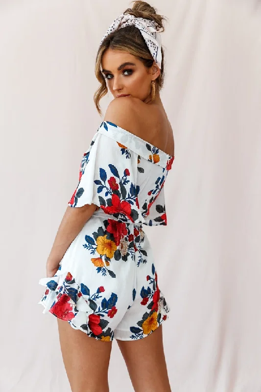 Ambrosia Off-Shoulder Floral Romper White