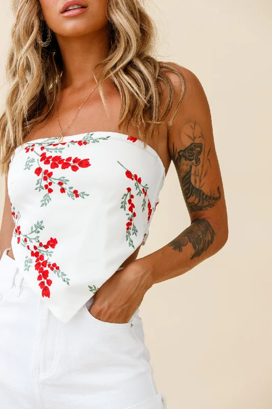 Cherise Handkerchief Bandeau Top White