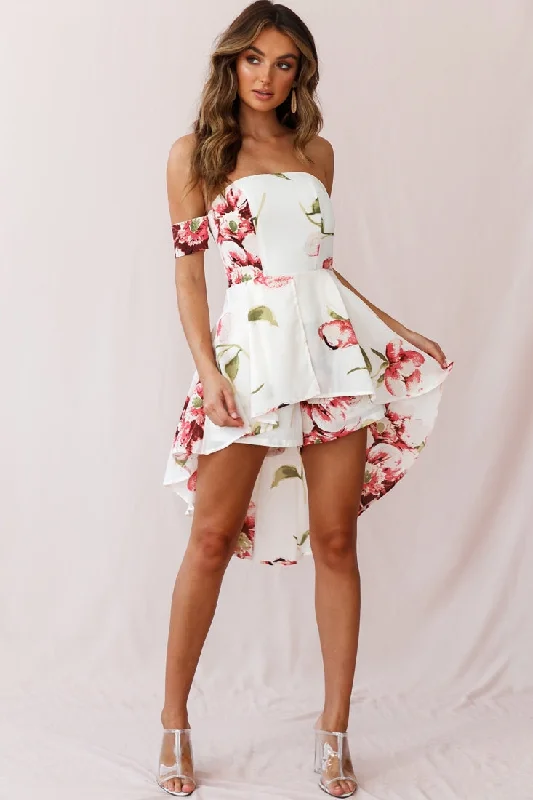 Jessa High-low Summer Brunch Romper Off White