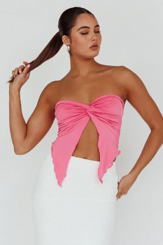 Lulu Strapless Crop Top Candy Pink