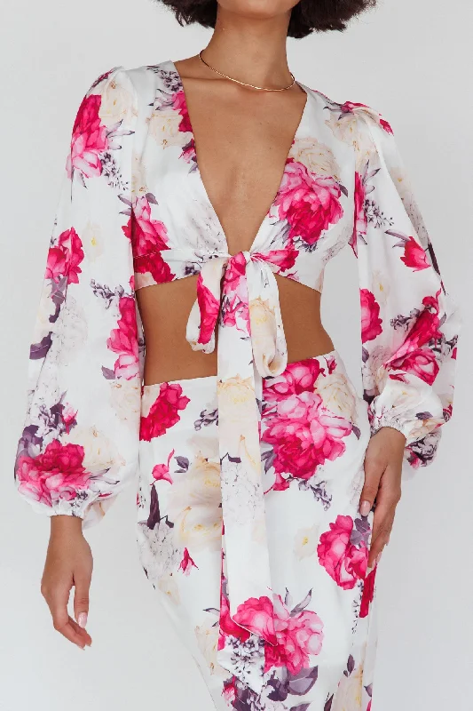 Meet Me In Fiji Tied Top Floral Pink