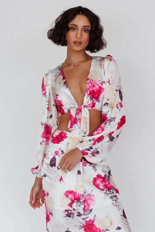 Meet Me In Fiji Tied Top Floral Pink