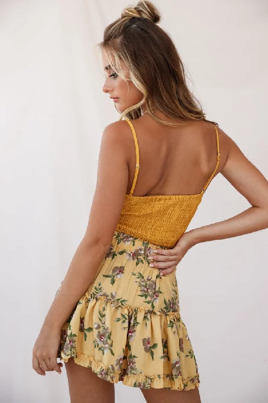 Mirage Crochet Lace Crop Top Mustard