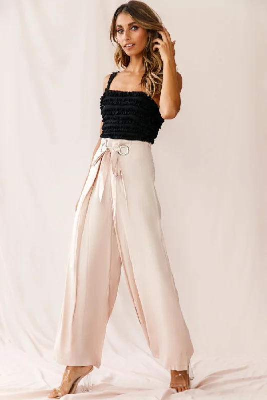 Saigon Wide Leg Eyelet Pants Mocha