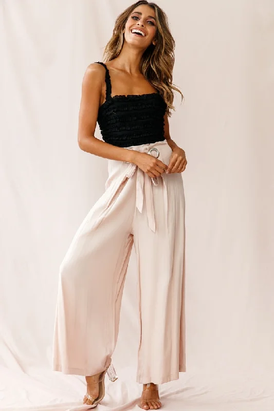 Saigon Wide Leg Eyelet Pants Mocha