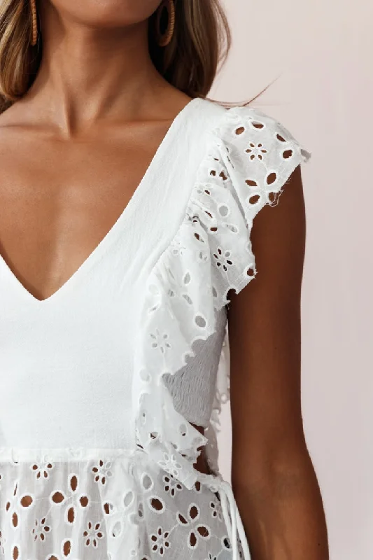 Shekinah Eyelet Embroidery Side-Tie Top White