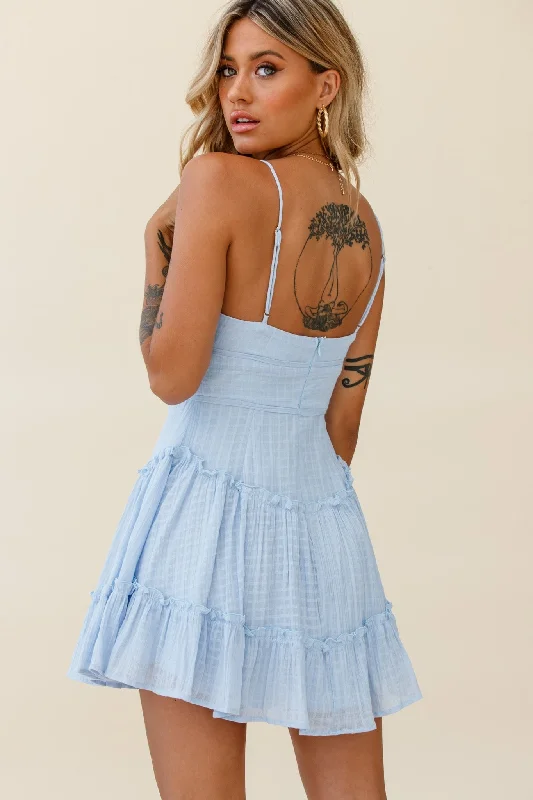 Stolen Moments Cami Strap Ruffle Dress Steel Blue