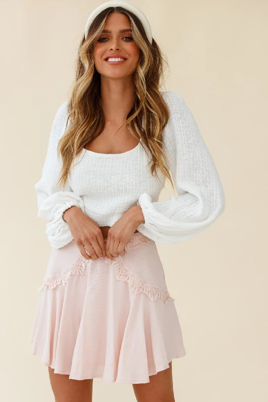 Wildflower Tassel Trim A-line Skirt Pink