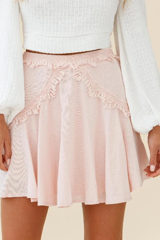 Wildflower Tassel Trim A-line Skirt Pink