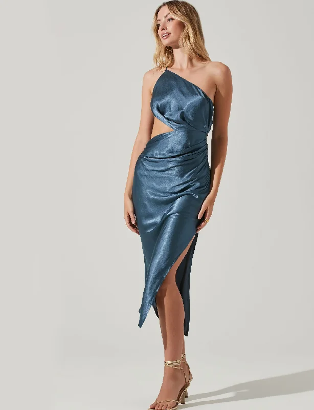 Martina Cut Out Midi Dress, Slate Blue