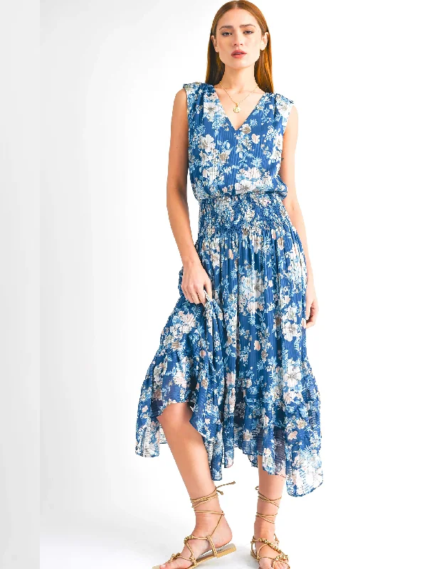 Ariel Midi Dress, Navy Floral