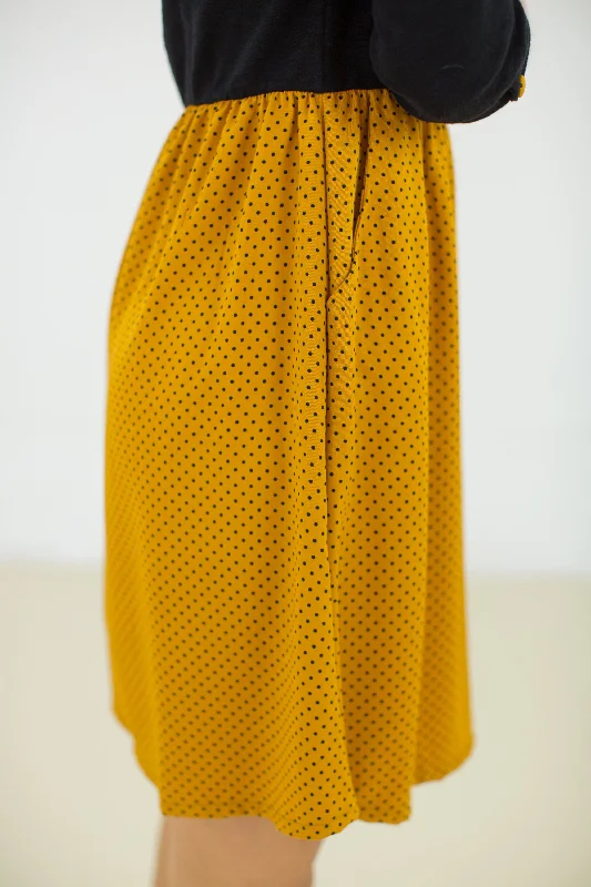 Dress Luiza Black Mustard Polka Dots