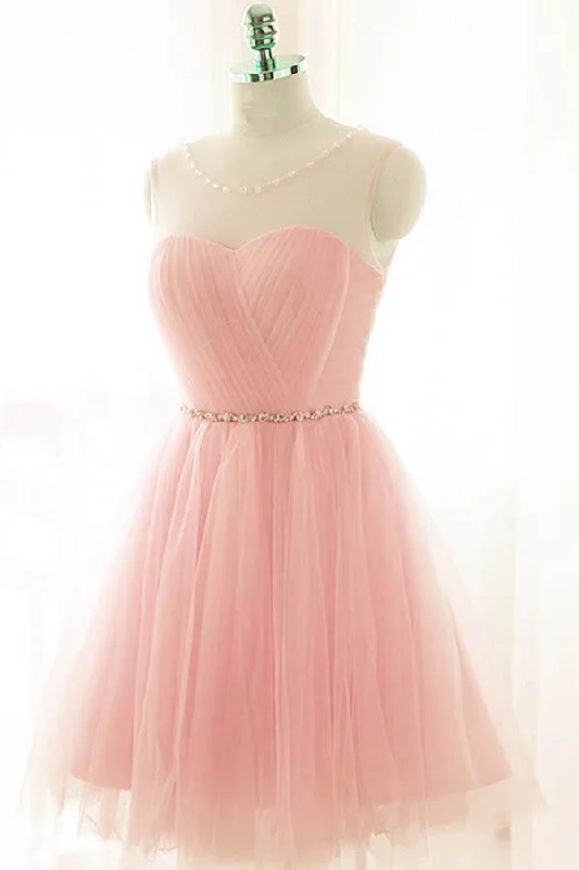 Pink Short Prom Dresses Tulle Party Dresses Pink Homecoming Dresses PD115