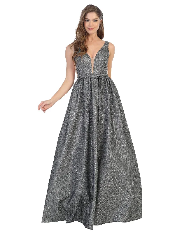 Prom Long Sleeveless Formal Metallic Ball Gown