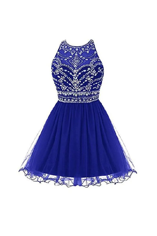 Royal Bule Tulle Homecoming Dresses 2016 Short Prom Gowns  PG045