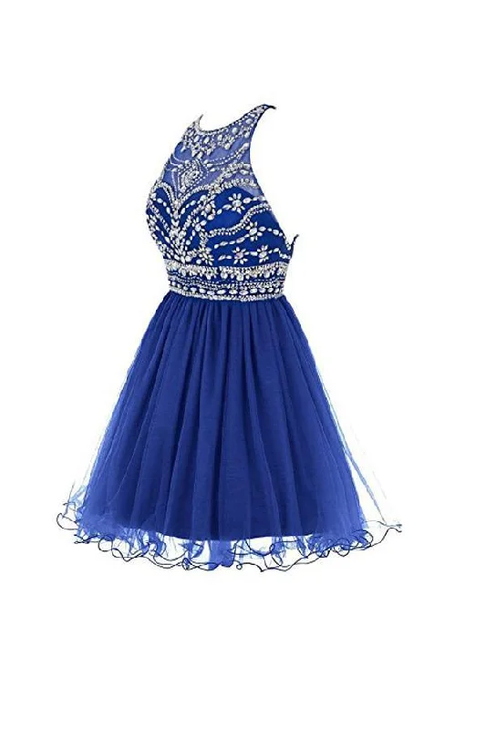 Royal Bule Tulle Homecoming Dresses 2016 Short Prom Gowns  PG045