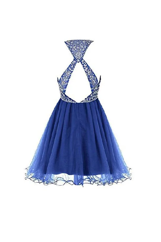 Royal Bule Tulle Homecoming Dresses 2016 Short Prom Gowns  PG045