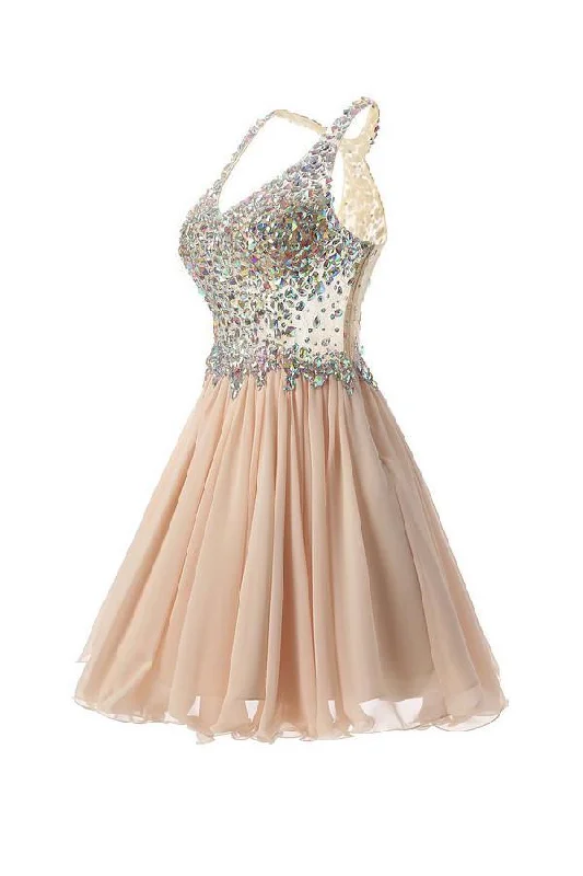 Short/Mini Halter A Line/Princess Homecoming Dresses Beaded  PG038