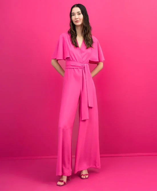 Access Neon Pink Wrap Jumpsuit With Butterfly Sleeves