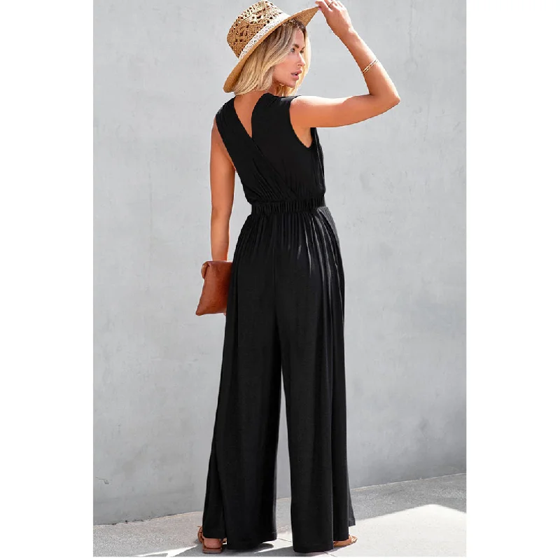 Socali Women's Black V Jumpsuit