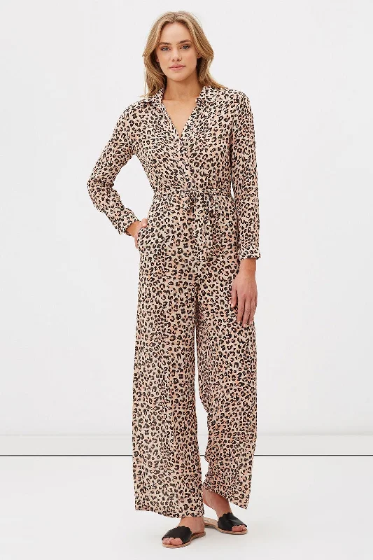 Charlie Holiday  WOMENS FELINE JUMPSUIT LEOPARD PRINT