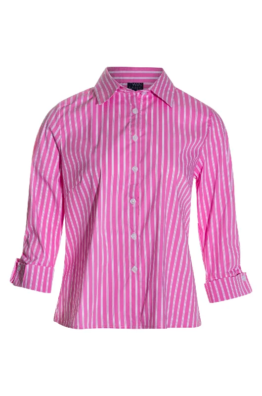 Cotton Rich Shirt | Pink Double Stripe | 6161AR