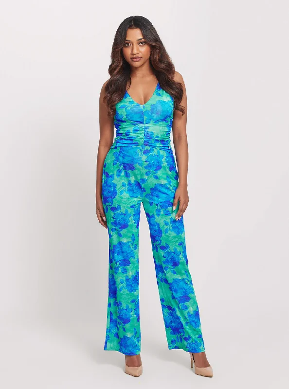 Eco Blue Floral Print Emily Jumpsuit