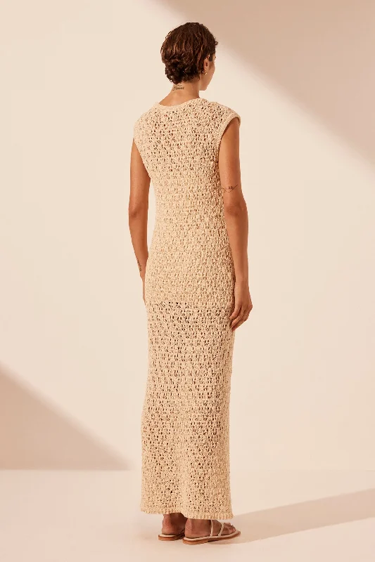 EMILIO ROUND NECK MAXI DRESS - OAT