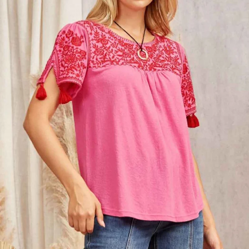 Pink Embroidered Top