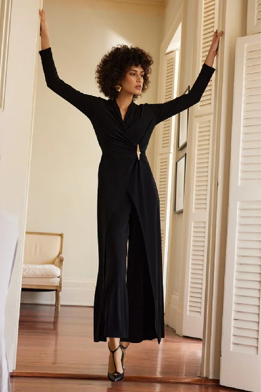 Joseph Ribkoff Black Wrap Front Jumpsuit