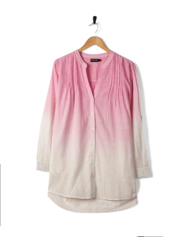 Karthi - Womens Long Sleeve Shirt - Pink/White