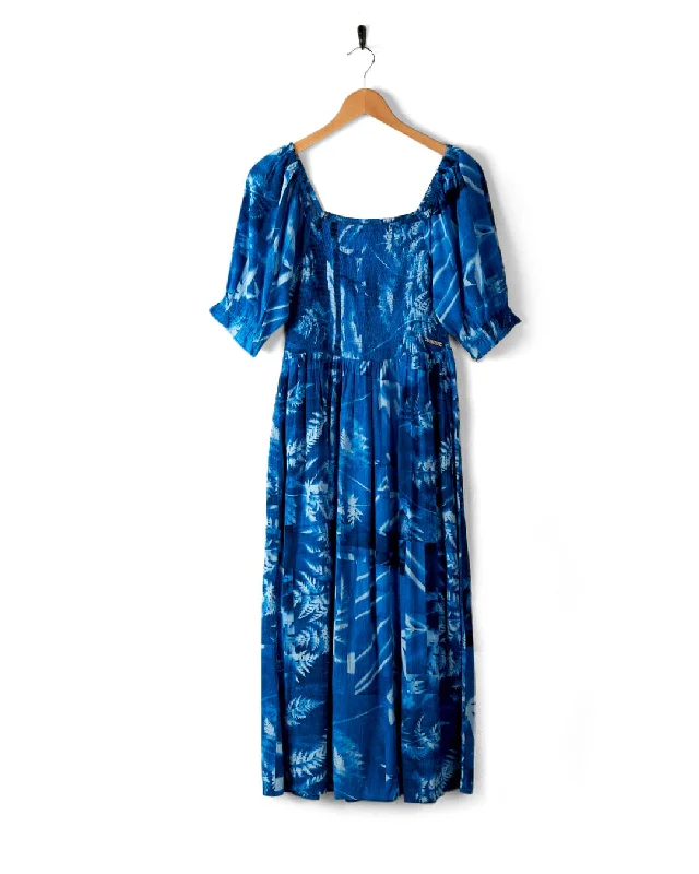 Larran Cyanotype - Midi Woven Dress - Blue