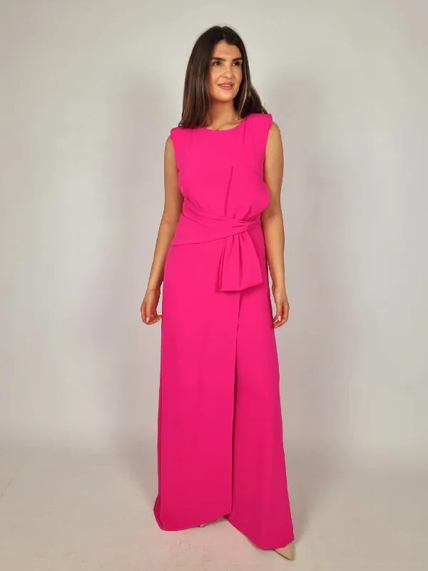 Laura Bernal Hot Pink Bow Jumpsuit