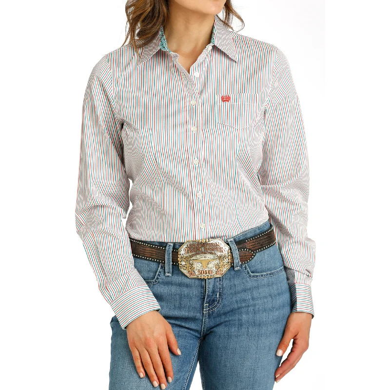 Cinch Womens Multi-Colored Striped Long Sleeve