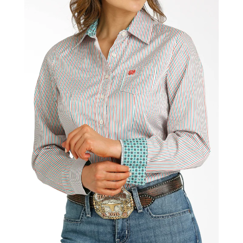 Cinch Womens Multi-Colored Striped Long Sleeve