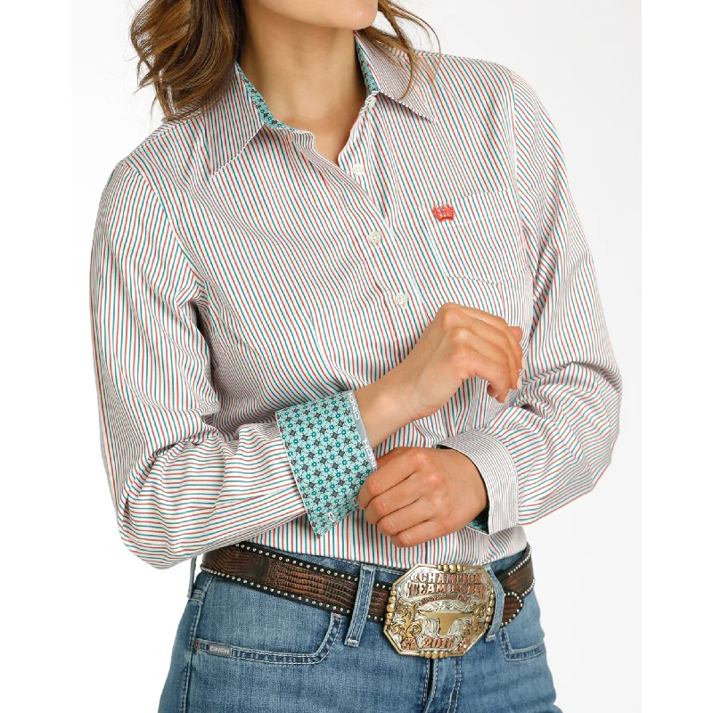 Cinch Womens Multi-Colored Striped Long Sleeve