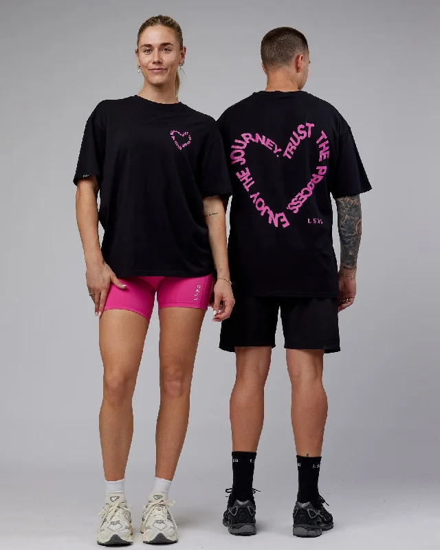 Unisex Love The Process FLXCotton Tee Oversize - Black-Fuschia Pink