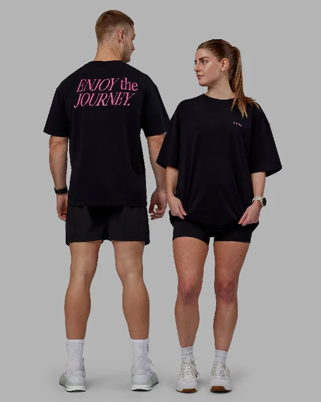 Unisex VS1 FLXCotton Tee Oversize - Black-Fuschia Pink