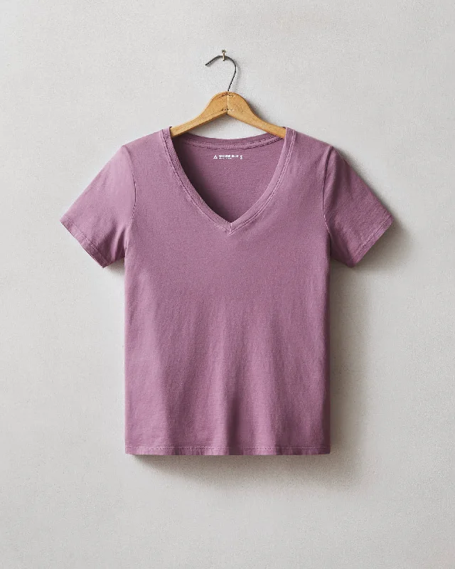 Classic Cotton V-Neck Tee - Plum Berry