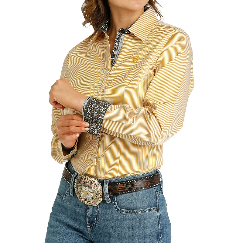 Cinch Women's Tencel Stripe Button Down Long Sleeve