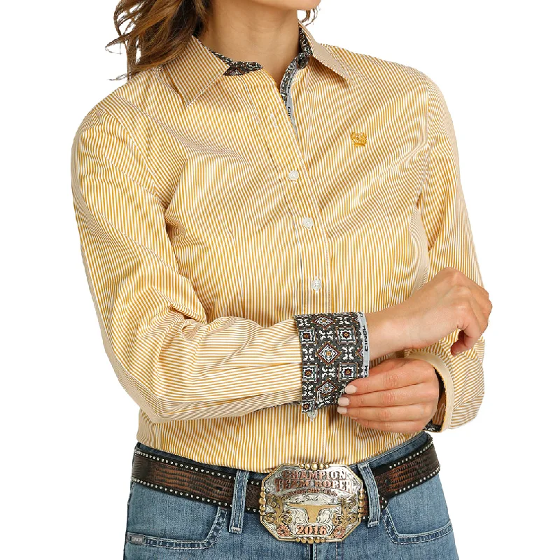 Cinch Women's Tencel Stripe Button Down Long Sleeve