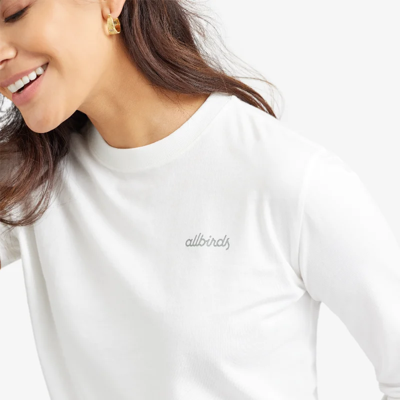 Women's Organic Cotton Long Sleeve Tee - Logo - Blizzard