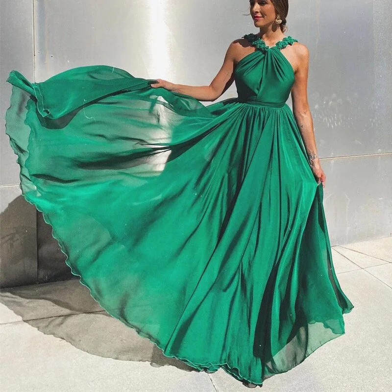 FashionSierra - Fashion Sleeveless Green A Line Sexy Backless Prom Dresses