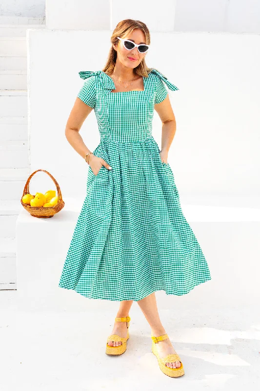 Blakely Dress in Green Gingham - FINAL SALE