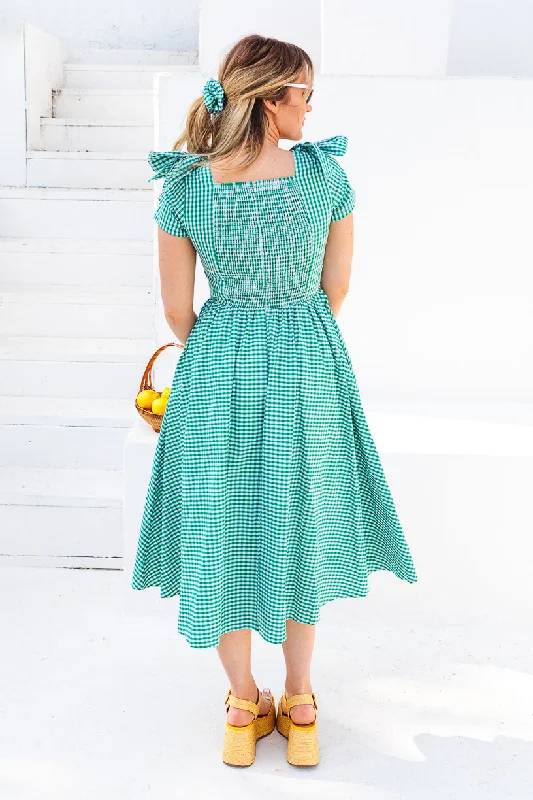 Blakely Dress in Green Gingham - FINAL SALE