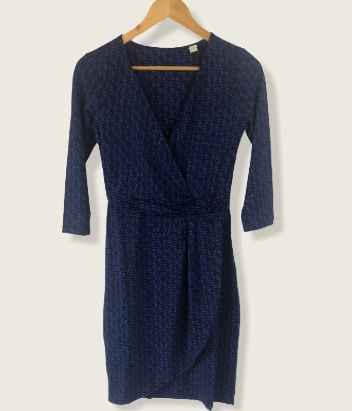 Blue Dash Jersey Wrap dress Size 8