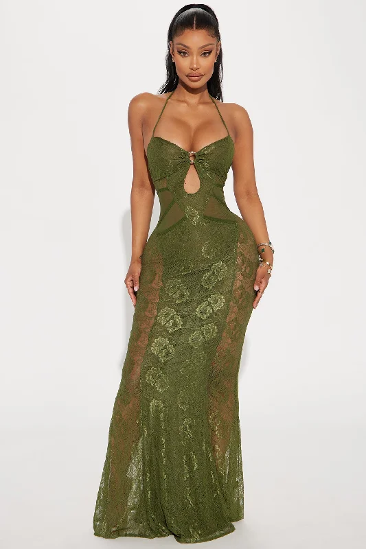 Bonnie Lace Maxi Dress - Olive