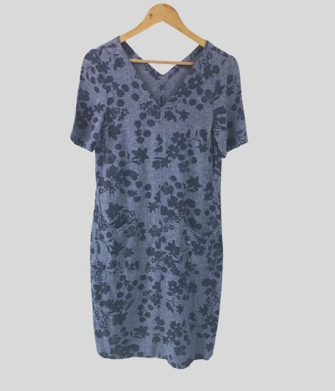 Chambray Floral Linen Dress