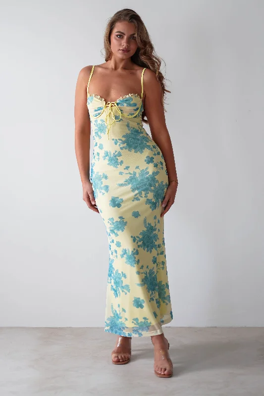 Francesca Bodycon Maxi Dress | Yellow Print